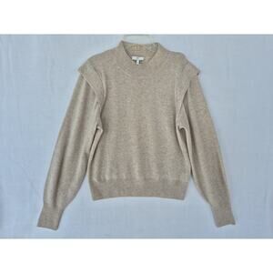 J Crew Wool Cashmere Sweater M Beige Mock Neck Pullover